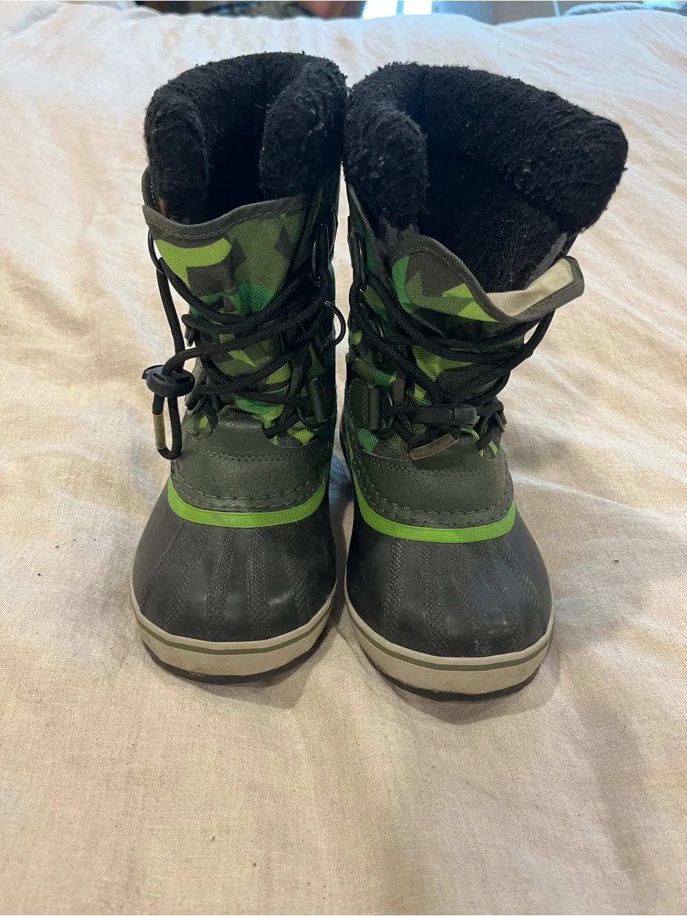 Sorel Kids Green Camo Lace-Up Winter Boots